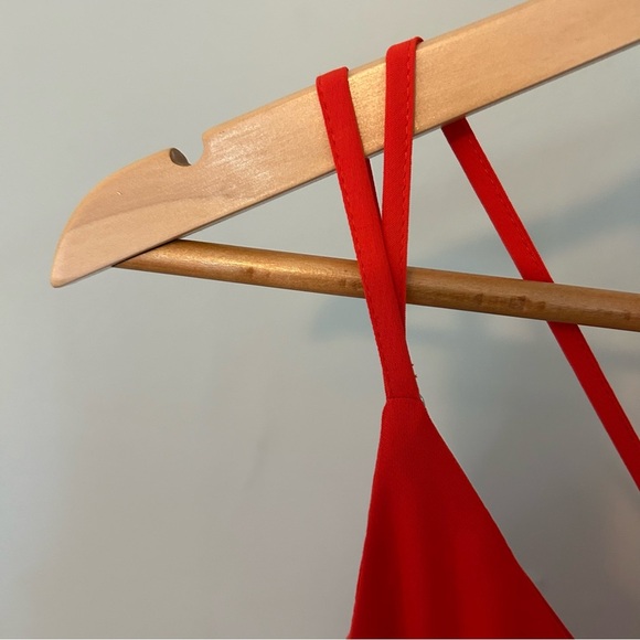Topshop Double-Strap Red Orange Mini Slip Dress. Size 4. - Picture 4 of 13